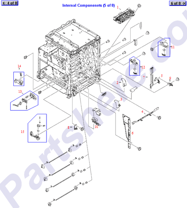 HP parts picture diagram for RC1-5645-000CN, RC1-5692-000CN, RC1-5693-000CN, RM1-1007-000CN, RM1-1008-000CN, RC1-5904-000CN, RC1-5658-000CN